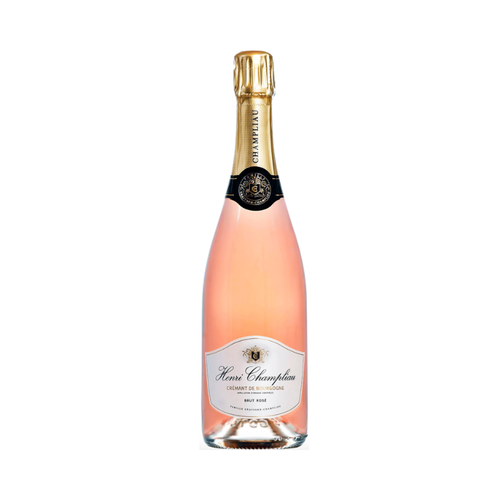Fles rosé wijn bubbels van Henri Champliau Cremant uit de regio Bourgogne Frankrijk