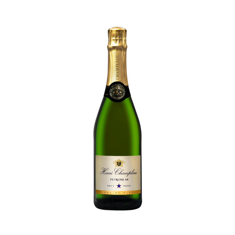 Fles cremant bubbels  wijn van Henri Champliau uit de regio Bourgogne Frankrijk Petrone 68