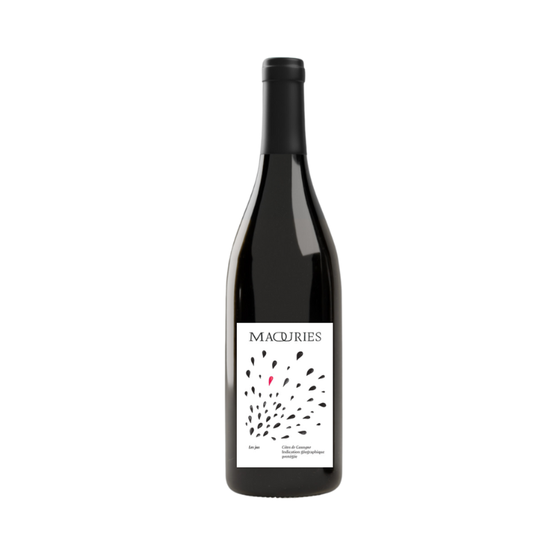 Fles rode wijn Les Jus van Domaine de Maouries uit de regio Gascogne Sud Ouest  Frankrijk