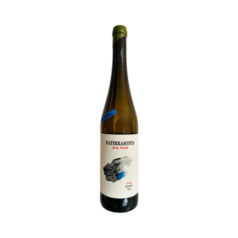 Materramenta wijn pico Fles witte wijn van Pico met arinto dos açores, minimalistisch etiket